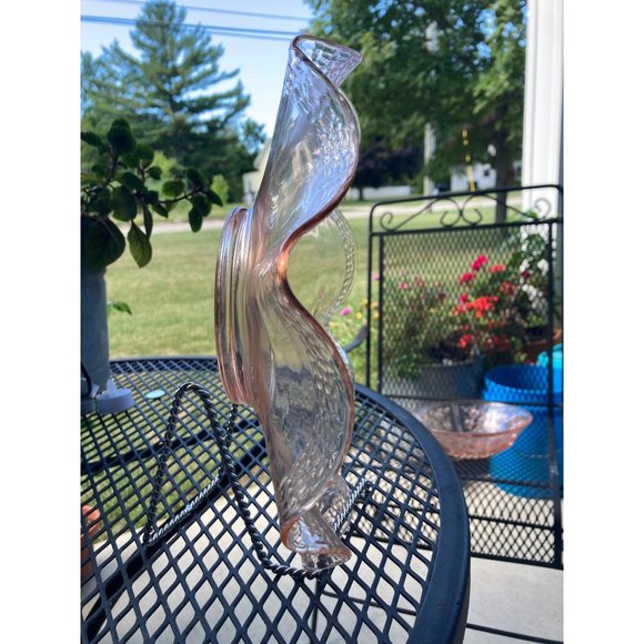 Vintage Pink Depression Clear Glass Ruffled Plate Dish 11.5" GORGEOUS EUC - Picture 4 of 5